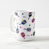 Pickleball Paddle en Fun Ball Blue Green Pink Koffiemok (Voorkant links)