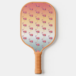 Pickleball Paddle Flamingo Sunset Birds