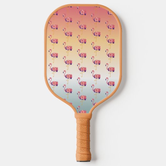 Pickleball Paddle Flamingo Sunset Birds (Voorkant)