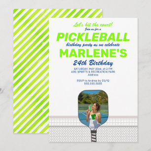 Pickleball Paddle Foto Dink Preppy Verjaardagsfees Kaart
