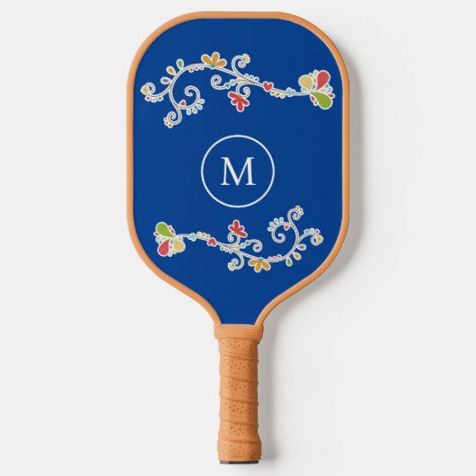 Pickleball Paddle, gekleurd Floral Monogrammed Pickleball Paddle (Voorkant)