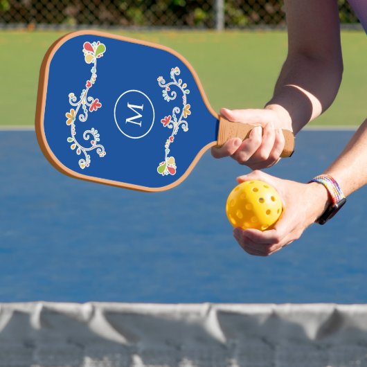 Pickleball Paddle, gekleurd Floral Monogrammed Pickleball Paddle (Insitu)