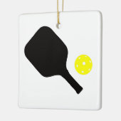 Pickleball-paddle & gele bal keramisch ornament (Links)