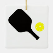 Pickleball-paddle & gele bal keramisch ornament (Achterkant)
