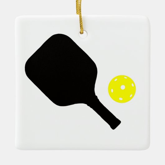 Pickleball-paddle & gele bal keramisch ornament (Voorkant)