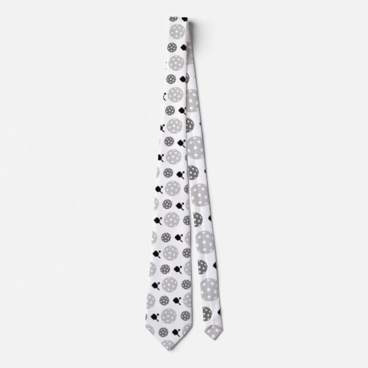 Pickleball Paddle Gray White Ball Racket Patroon Stropdas (Voorkant)