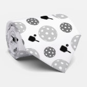 Pickleball Paddle Gray White Ball Racket Patroon Stropdas (Opgerold)