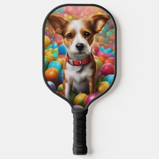Pickleball Paddle Hoesje met Cartoon Puppy (Voorkant)