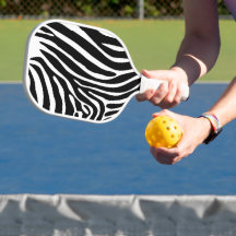 Pickleball Paddle in Black & White Animal Print