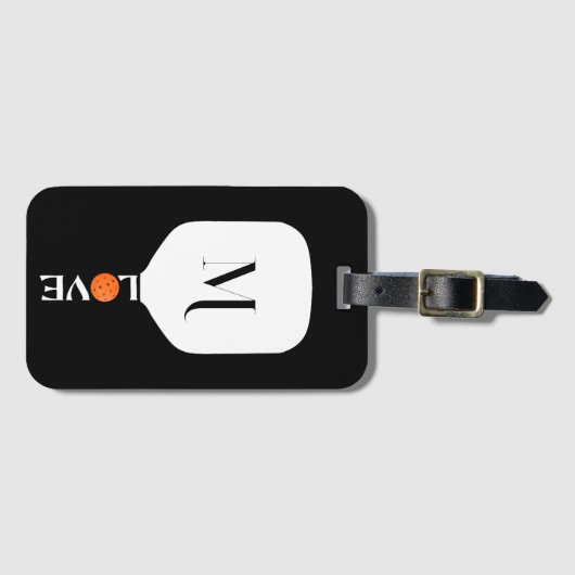 Pickleball Paddle Love Oranje Ball Personalized Bagagelabel (Voorkant (horizontaal))