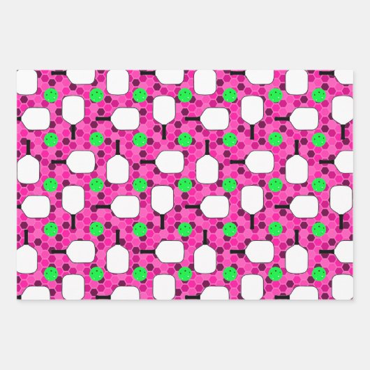 Pickleball Paddle - Magenta Honeycomb Hexagons Inpakpapier Vel (Voorkant)