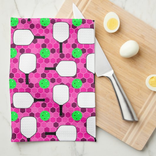 Pickleball Paddle - Magenta Honeycomb Hexagons Theedoek (Quarter Fold)