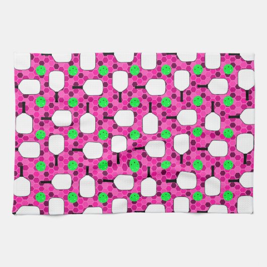 Pickleball Paddle - Magenta Honeycomb Hexagons Theedoek (Horizontaal)