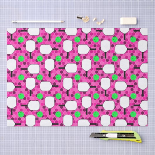 Pickleball Paddle - Magenta Honeycomb Hexagons Tissuepapier (Craft)
