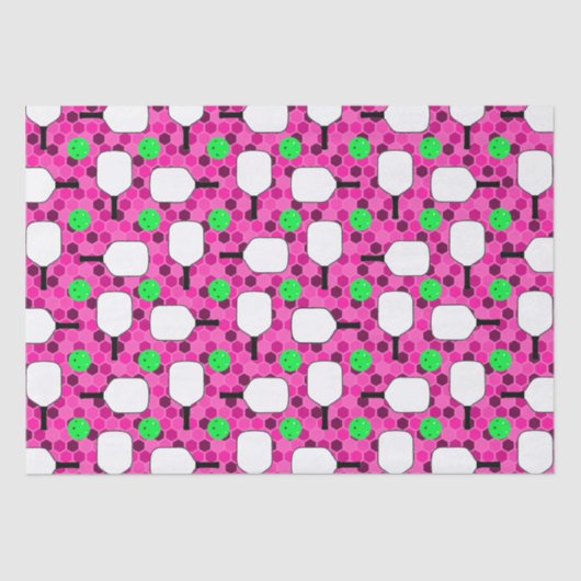Pickleball Paddle - Magenta Honeycomb Hexagons Tissuepapier (Voorkant)