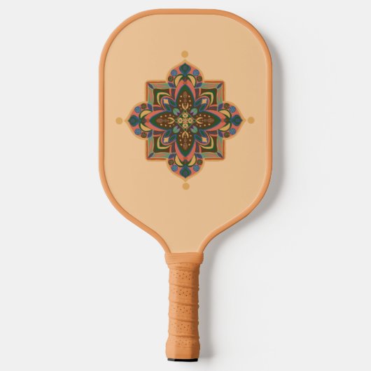 Pickleball-paddle met geometrische perzikmandala pickleball paddle (Achterkant)
