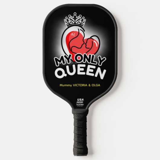 Pickleball Paddle: Mijn enige koningin (zwart/grij Paddle (Voorkant)