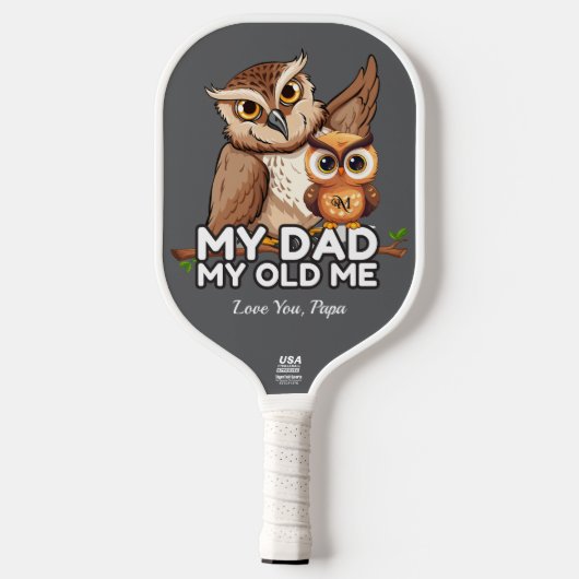 Pickleball Paddle: Mijn vader Mijn oude ik (grijs) Paddle (Achterkant)