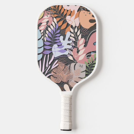 Pickleball Paddle : Organic Leaves (pink/grey) (Achterkant)