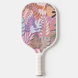 Pickleball Paddle : Organic Leaves (pink/grey)