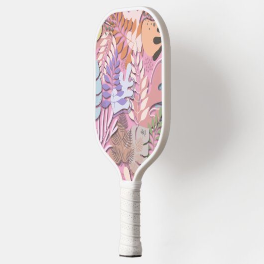 Pickleball Paddle : Organic Leaves (pink/grey) (Links)