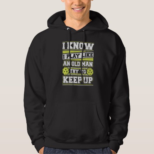 Pickleball Paddle Oud Man Hoodie (Voorkant)