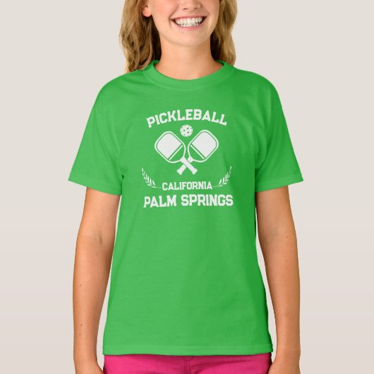 Pickleball Paddle Palm Springs California Custom T-shirt (Voorkant)