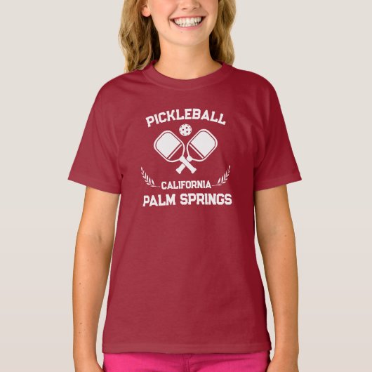 Pickleball Paddle Palm Springs California Custom T-shirt (Voorkant)