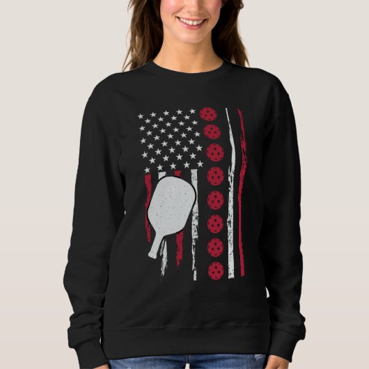 Pickleball Paddle Patriotic US Flag 4Th Of July 1 Trui (Voorkant)