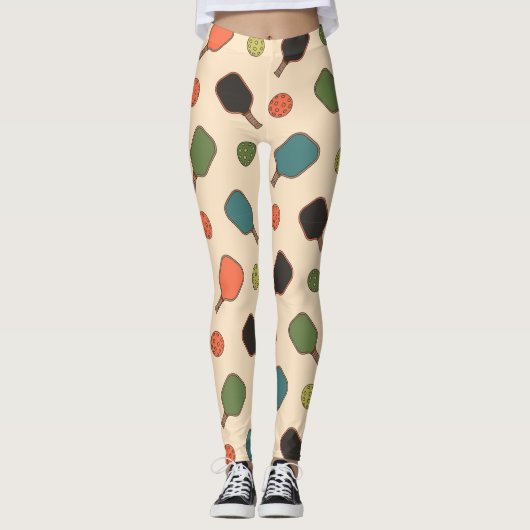 Pickleball Paddle Pop Tournament Court Leggings (Voorkant)