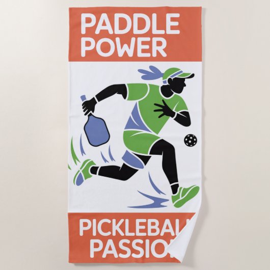 Pickleball Paddle Power Vacation Style Strandlaken (Voorkant)