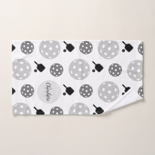 Pickleball Paddle Racket Ball Monogram Kinder naam Handdoek (Handdoek)