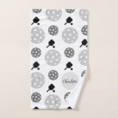 Pickleball Paddle Racket Ball Monogram Kinder naam Handdoek (Handdoek)