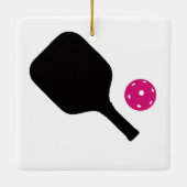 Pickleball-paddle & roze bal keramisch ornament (Achterkant)