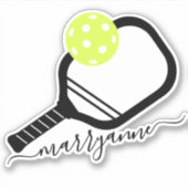 Pickleball Paddle Script Monogram Sticker (Voorkant)