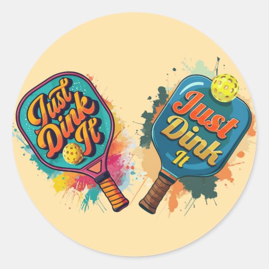 Pickleball Paddle - Sportief en leuk ontwerp Ronde Sticker (Voorkant)