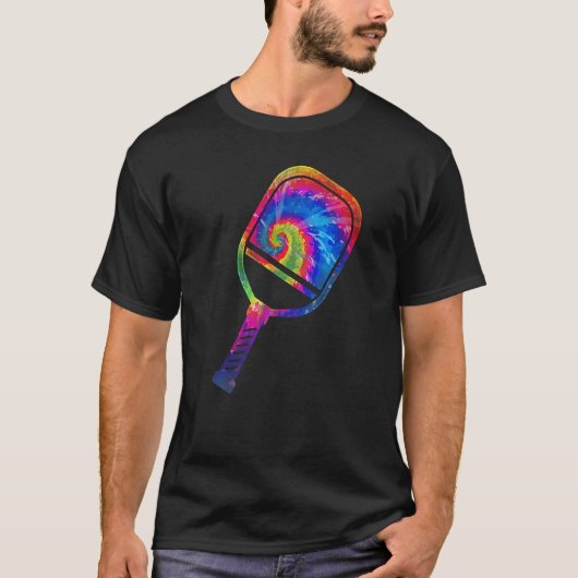 Pickleball Paddle Tie Dye Retro 80s 90s T-shirt (Voorkant)