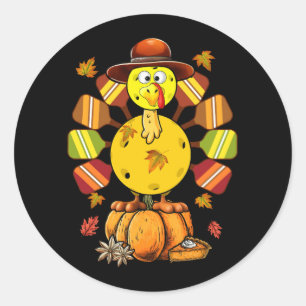 Pickleball Paddle Turkije Pelgrim Thanksgiving Gol Ronde Sticker