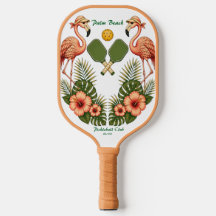 Pickleball Paddle - Vintage Flamingo Retro Design