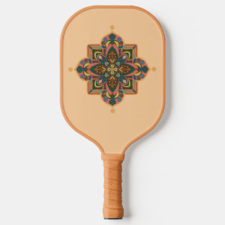 Pickleball Paddle with geometric peachy mandala