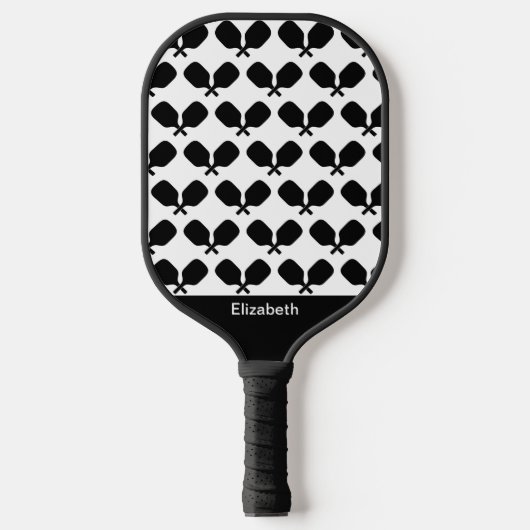 Pickleball Paddle Zwart Wit Illustratie Ontwerp (Voorkant)