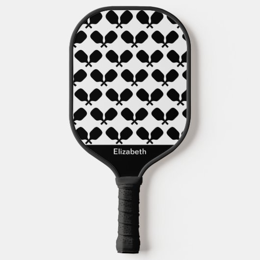 Pickleball Paddle Zwart Wit Illustratie Ontwerp (Achterkant)