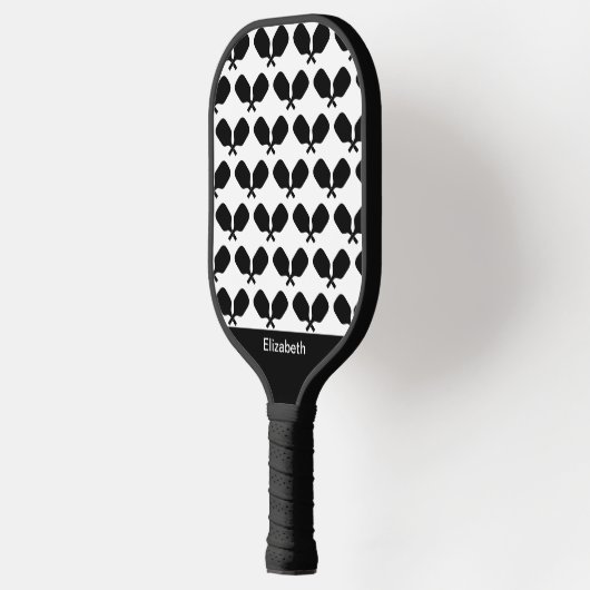 Pickleball Paddle Zwart Wit Illustratie Ontwerp (Links)