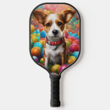 Pickleball-paddlehoes met cartoonpuppy