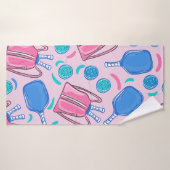 Pickleball Paddles and Balls Pink Preppy Badhanddoek (Badhanddoek)
