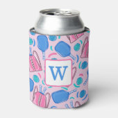 Pickleball Paddles and Balls Pink Preppy Blikjeskoeler (Blikje Voorkant)