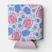 Pickleball Paddles and Balls Pink Preppy Blikjeskoeler (Achterkant)