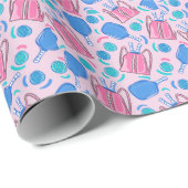 Pickleball Paddles and Balls Pink Preppy Cadeaupapier (Rol Hoek)