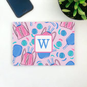 Pickleball Paddles and Balls Pink Preppy Initiaal Bedankkaart