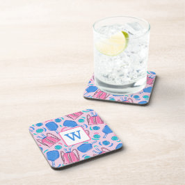 Pickleball Paddles and Balls Pink Preppy Initiaal Bier Onderzetter